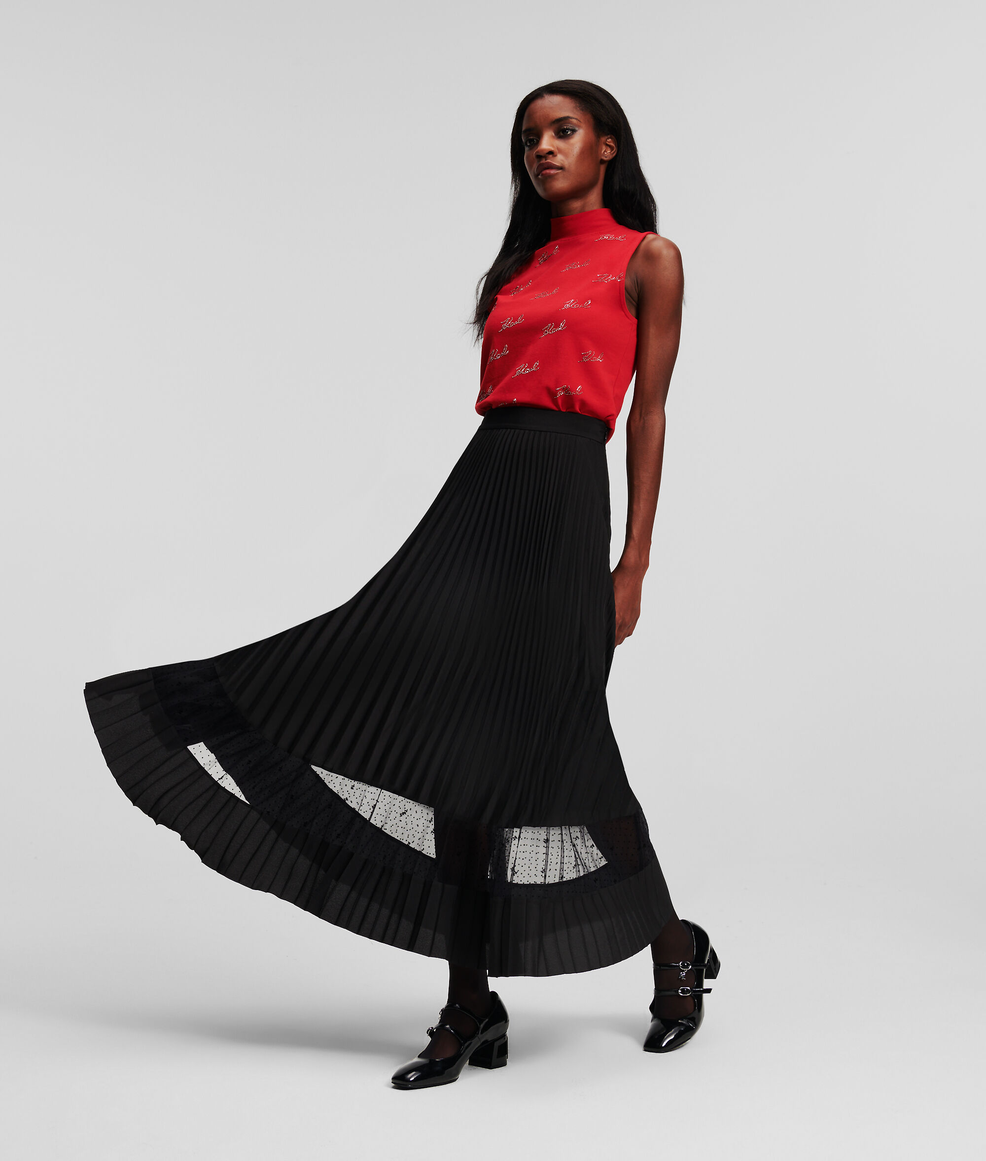 (image for) Lively KL MONOGRAM PLEATED MIDI SKIRT